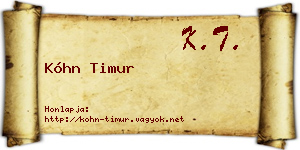 Kóhn Timur névjegykártya